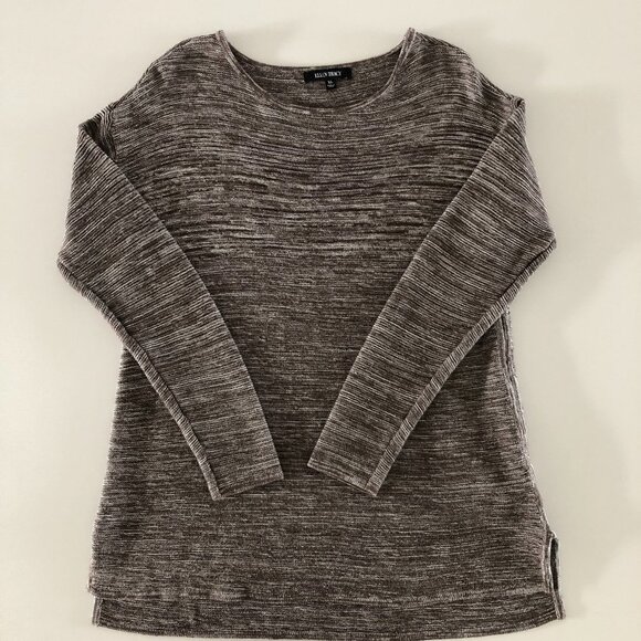 Ellen Tracy Casual Lg Slv Scoop Neck Cotton/Acrylic Sweater Cocoa + Ivory Sz XL - Picture 11 of 11